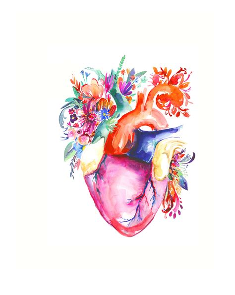 Heart Beat, Watercolor Illustration. Anatomical Heart Art Print. Medical Art - Etsy