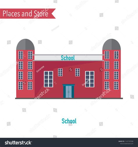 School Building Flat Design Conceptplaces Store: เวกเตอร์สต็อก (ปลอดค่าลิขสิทธิ์) 1147197938 ...