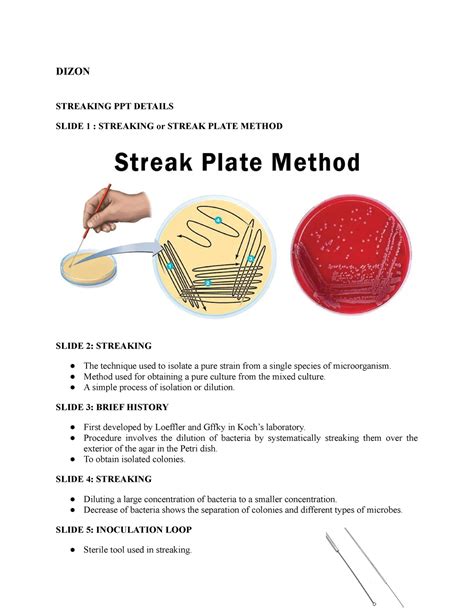 Streak plate method-PPT - Science Tecnhonology Engineering Mathematics - Studocu