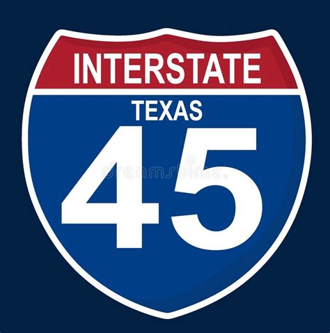 Interstate 45 Texas Sign with Blue Background Stock Vector ...