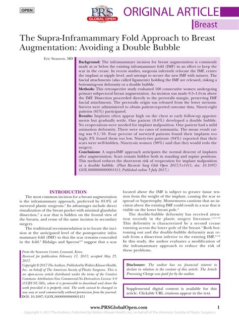 (PDF) The Supra-Inframammary Fold Approach to Breast Augmentation ...