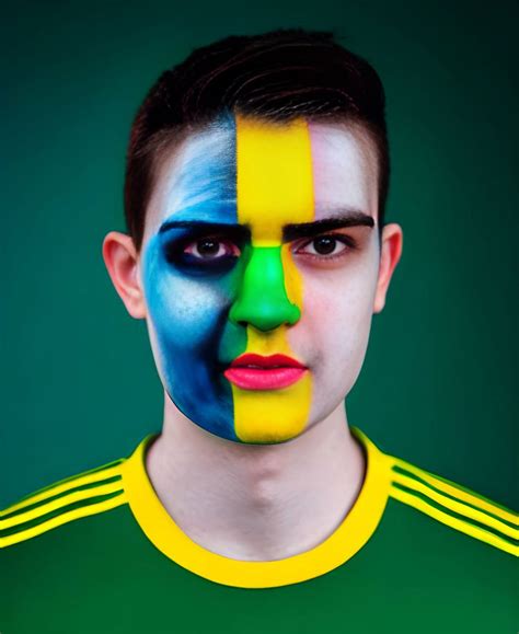 🥇 Image of sport human face soccer caucasian ethnicity face paint soccer;fan;brazil;painted;face ...