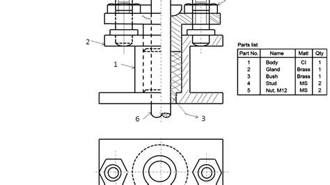 MACHINE DRAWING ASSEMBLY DRAWING OF STUFFING BOX and SQUARE TOOL POST ...