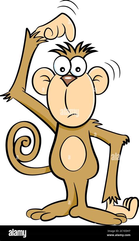 Cartoon illustration of a cartoon confused monkey Stock Photo - Alamy