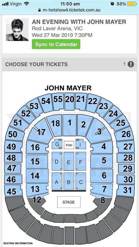 Rod Laver Arena Seating Map - High Castle Map