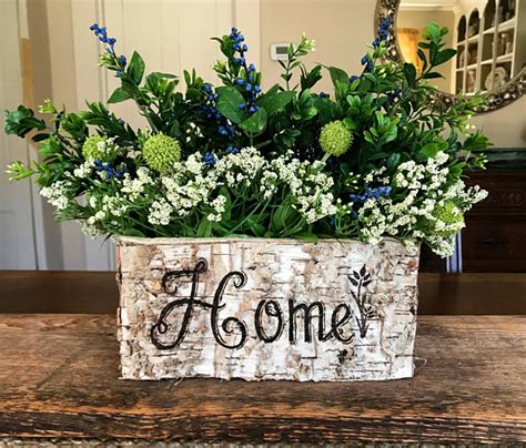 A wonderfully rustic centerpiece for your farmhouse table ! This rectangular birch planter box ...