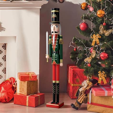 Glitzhome 42 in. H Wooden Christmas Soldier Nutcracker 2010100051 - The ...