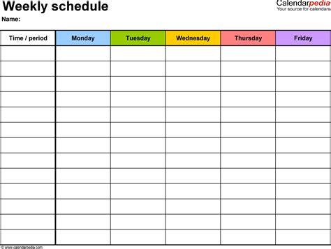 Free Printable Blank Work Schedules - Free Printable