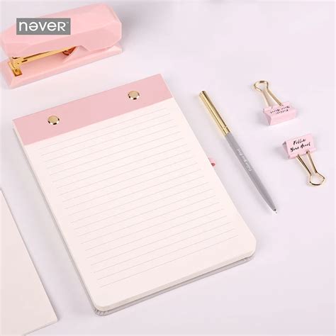 Stationery Light pink Notepad with Ball Pen Set Thickening Can Tear Away Message Notepad Post ...