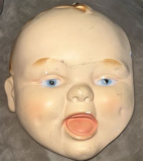 VINTAGE HAPPY BABY Face Chalkware Wall Decor 6" x 5" Damage But Awesome $17.99 - PicClick