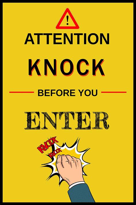 Wildmark Paper Attention Knock Before You Enter Sign Poster For Bedroom ...