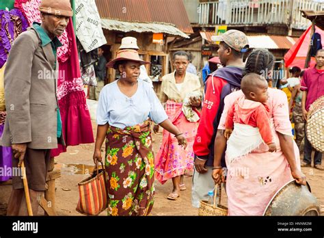 Malagasy people out and about in the small town in Madagascar Stock Photo - Alamy