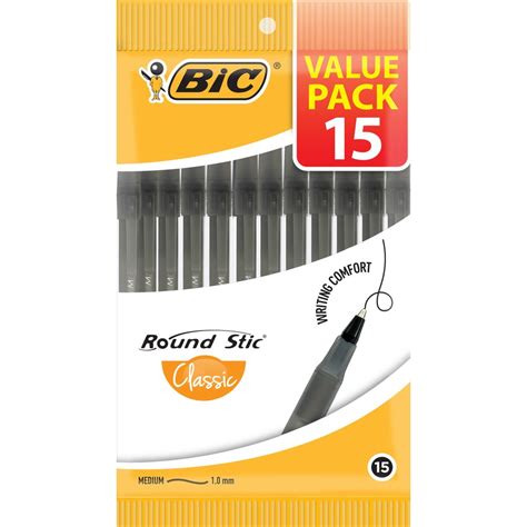 Bic Round Stic Black Pens 15 Pack | BIG W