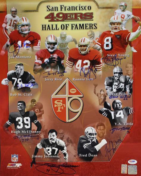 San Francisco 49ers Hall Of Fame Autographed 16×20 Photo 10 Sigs PSA ...