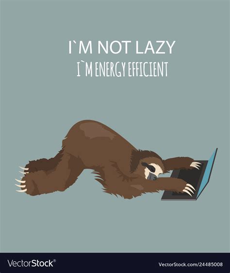 Story of one sloth at work study funny Royalty Free Vector