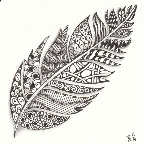 A zentangle feather made by Francine Derks CZT 17. | Feather tattoos ...