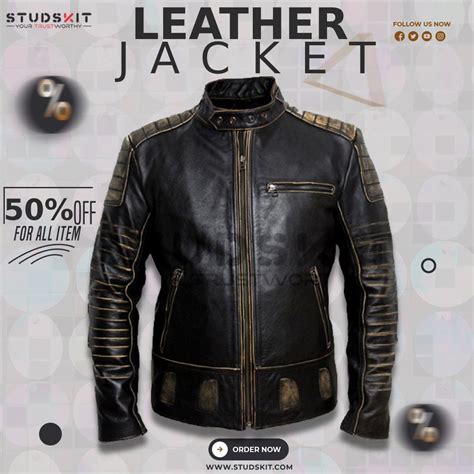 Leather Fashion Jacket - Studskitstore - Medium