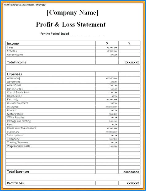 Profit And Loss Printable Form - Printable Forms Free Online