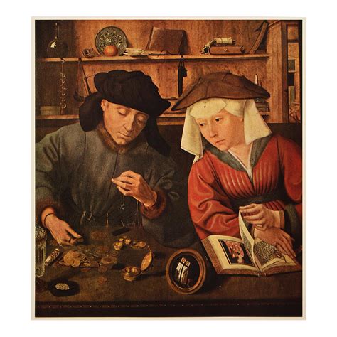 1956 After Quentin Massys "The Moneychanger and His Wife", Vintage Full-Color Print | Chairish