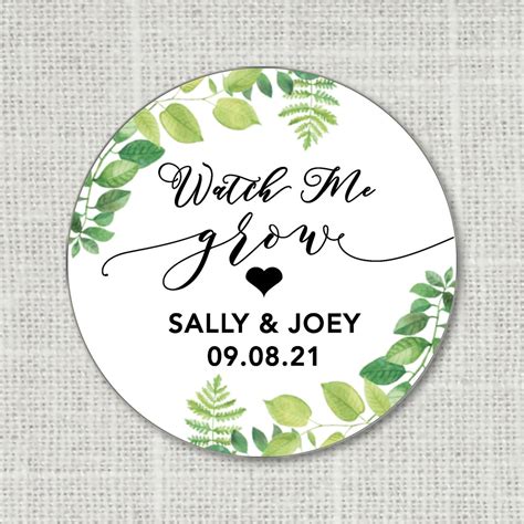 Watch Me Grow Stickers Greenery Wedding Favor Stickers - Etsy