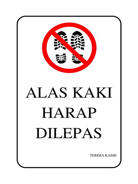 Rambu Peringatan Alas Kaki Harap Dilepas | PDF