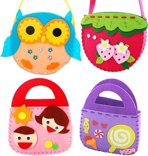 YIYOUZQT 4 Pack Kids Sewing Kits for Beginners/Handbag- Fun DIY Kids ...