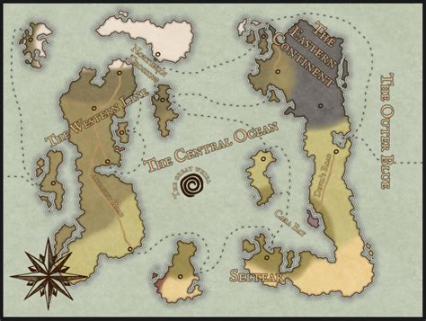 My first proper world map, showing trade routes and major roads. : r/dndmaps