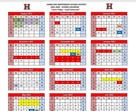 Revised Hamilton ISD School Calendar | Hamilton ISD