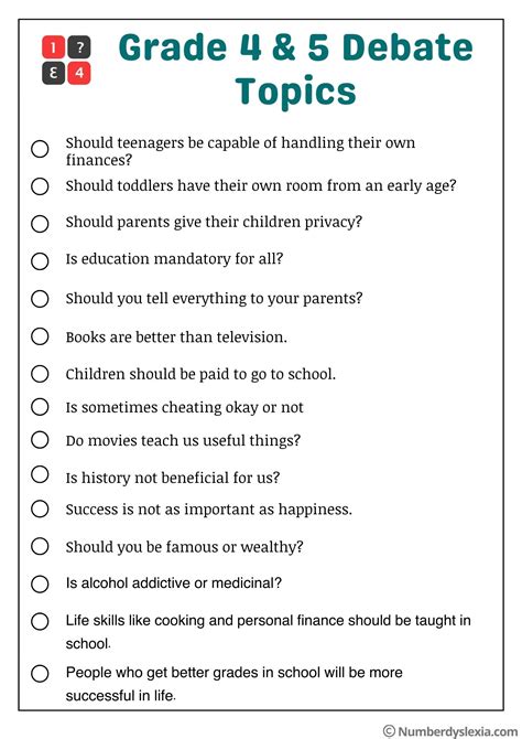 Easy Debate Topics For Grades 4 And 5 [PDF Included] - Number Dyslexia