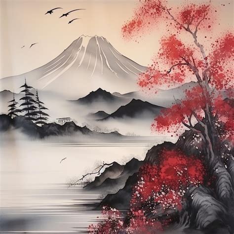 Premium AI Image | Captivating Sumie Ink Painting