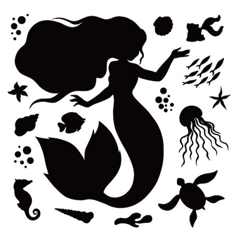 Flat Design Mermaid Silhouette Illustration for Free Download | IMGPANDA - A Free Resources Website