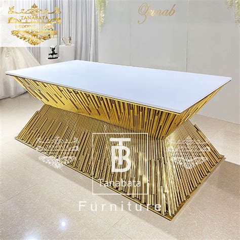 Gold Dining Table Set Tanabata Wedding Furniture