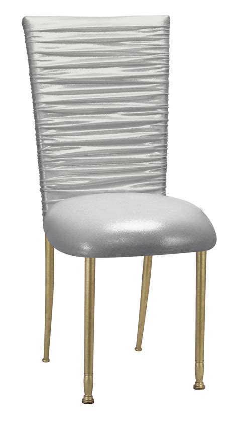 1750 - Chloe Metallic Silver on White Foil Chair Cover and Cusion on ...