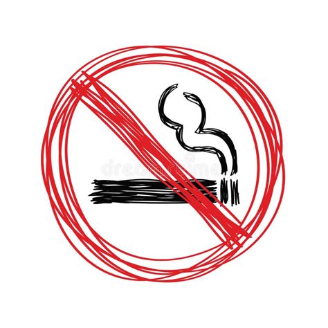 Hand drawn no smoking sign stock vector. Illustration of danger - 25808429