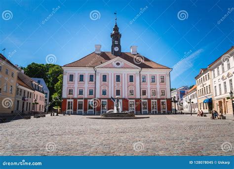 Tartu Town Hall Square in the Old Town of Tartu, Estonia. Editorial ...