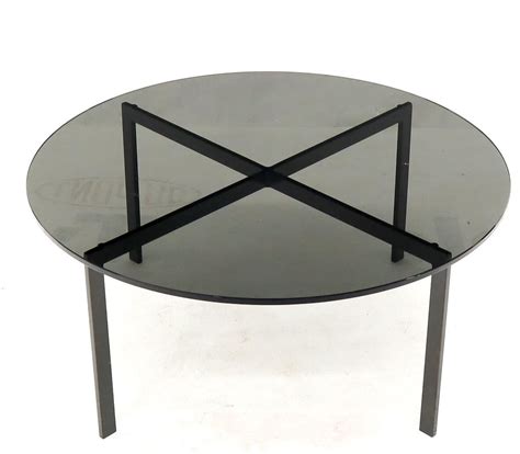 Smoked Glass Round Top X-Base Coffee Table For Sale at 1stDibs | smoked glass table top, round ...