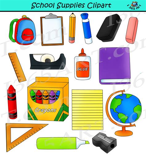 School Supplies Clipart - Back To School - Commercial Graphics