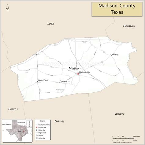 Madison County Map, Texas - Where is Located, Cities, Population ...