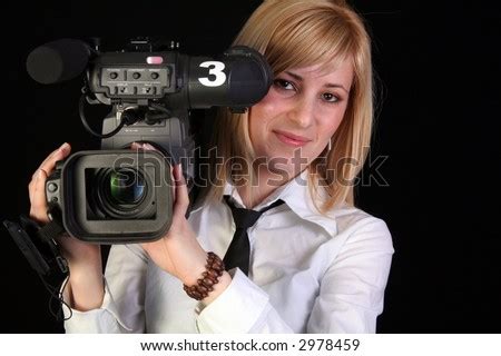 Tv Reporter With Video Camera Making Reportage Stock Photo 2978459 ...