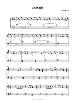 Grenade - Bruno Mars Free Piano Sheet Music PDF