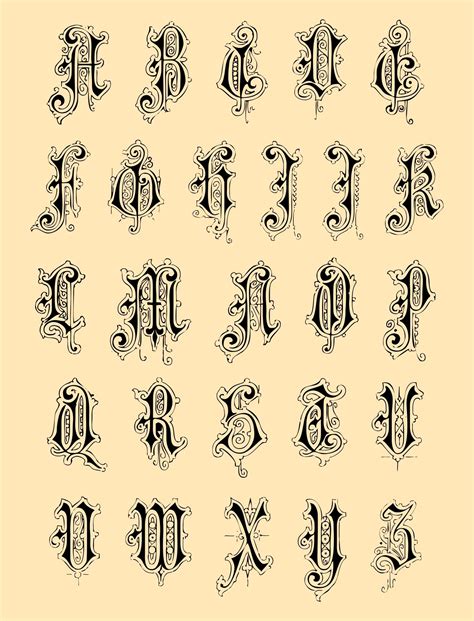 Illuminated Manuscript Letter Hand Lettering Alphabet, Stamped ...