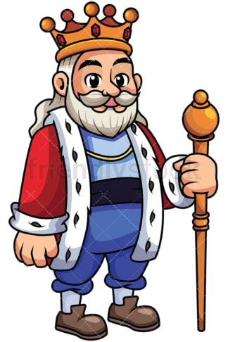 Wise Old King Holding Scepter Vector Cartoon Clipart - FriendlyStock