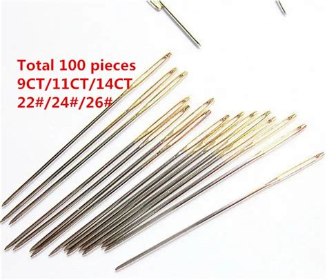 Embroidery Needle Factory Shop 22# 24# 26# 9CT 11CT 14CT Cross Stitch Needle Total 100 pieces ...