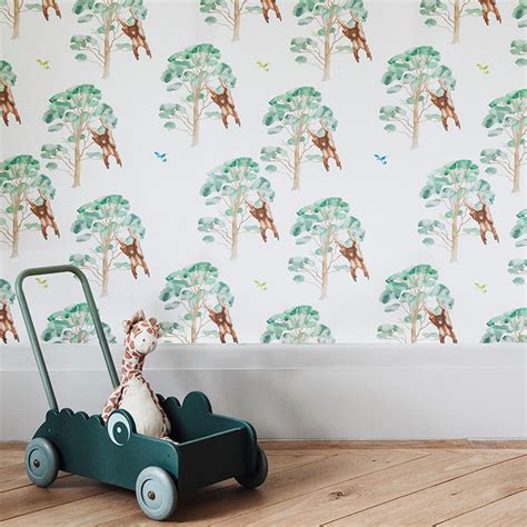 Monkey Print Nursery Wallpaper, Kids Room Monkey Design Wall Decor ...