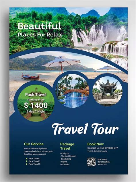 Travel and Tour Flyer Promo Template PSD | Travel poster design, Travel brochure design, Travel ...