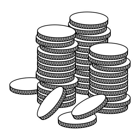 stacked golden coins icon cartoon in black and white 1971108 Vector Art ...