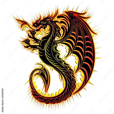 Drago Fuoco Simbolo-Fire Dragon Symbol-2012 Stock Vector | Adobe Stock