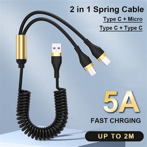 NOHON 5A Spring USB C Cable Fast Charging Type C Wire For Quick Charger ...