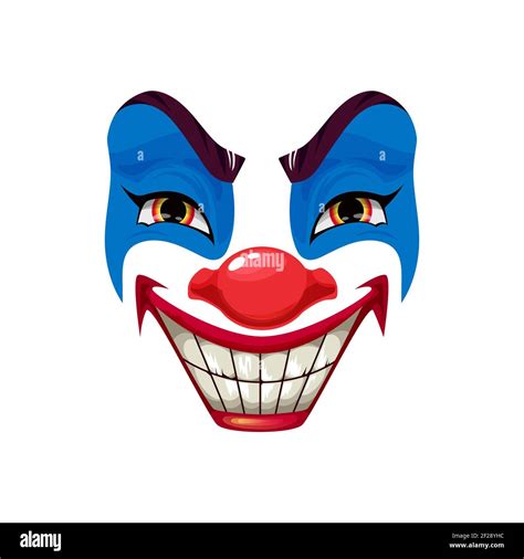 Scary clown face vector icon, Halloween funster character. Emoticon ...