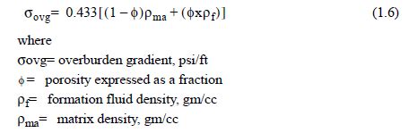 Petroleum & Gas Engineering: OVERBURDEN PRESSURE